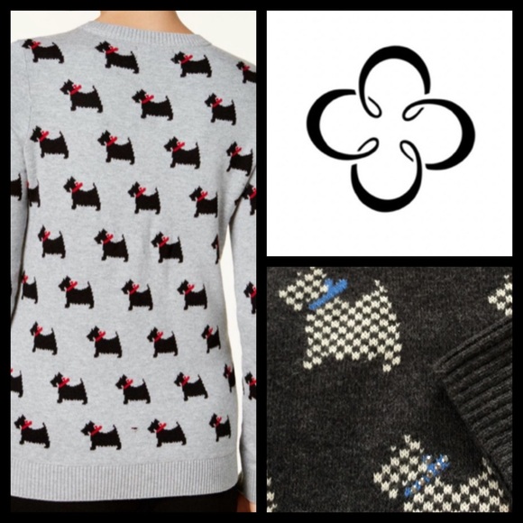 NWT Charter Club Scottie Studded Collar Sweater - Picture 2 of 7